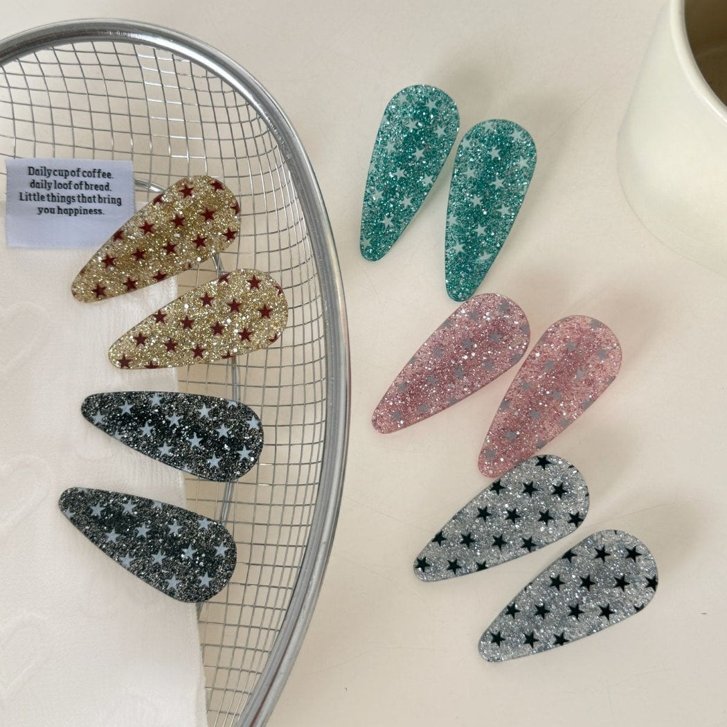 Beau - Glitter Star Pattern Acrylic Hair Clip