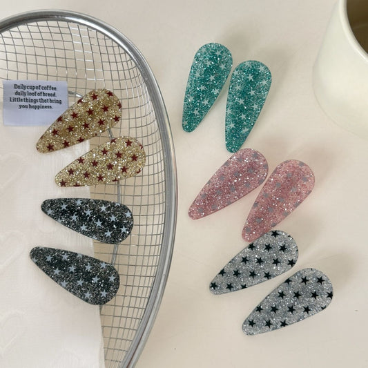 Beau - Glitter Star Pattern Acrylic Hair Clip
