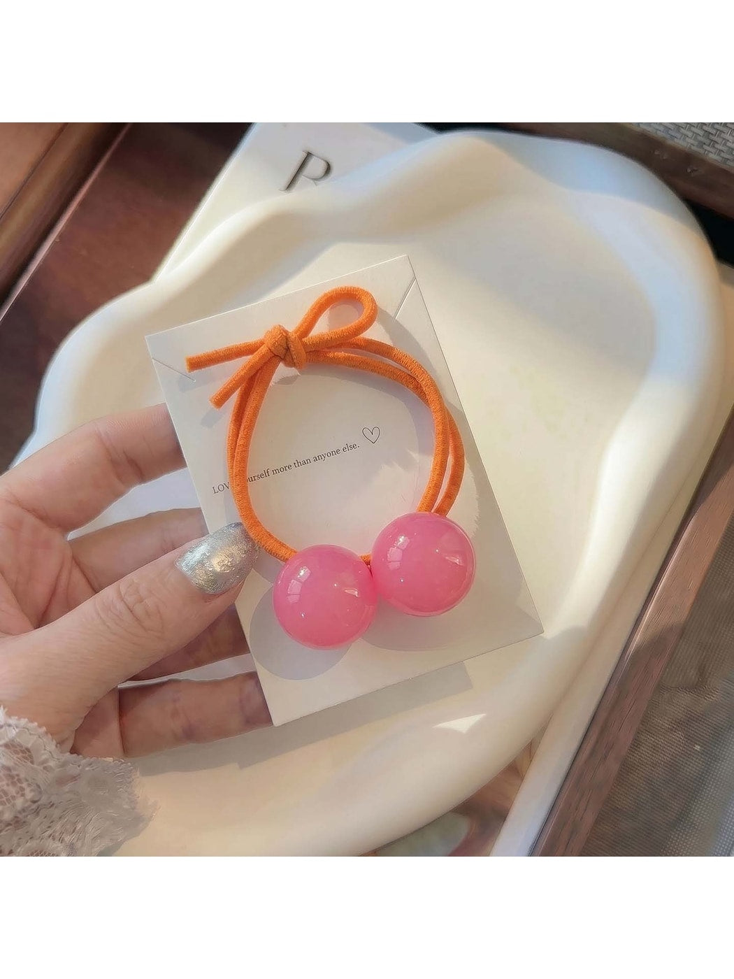 Gifty - Glossy Double Ball Elastic Ponytail Holder Hair Tie