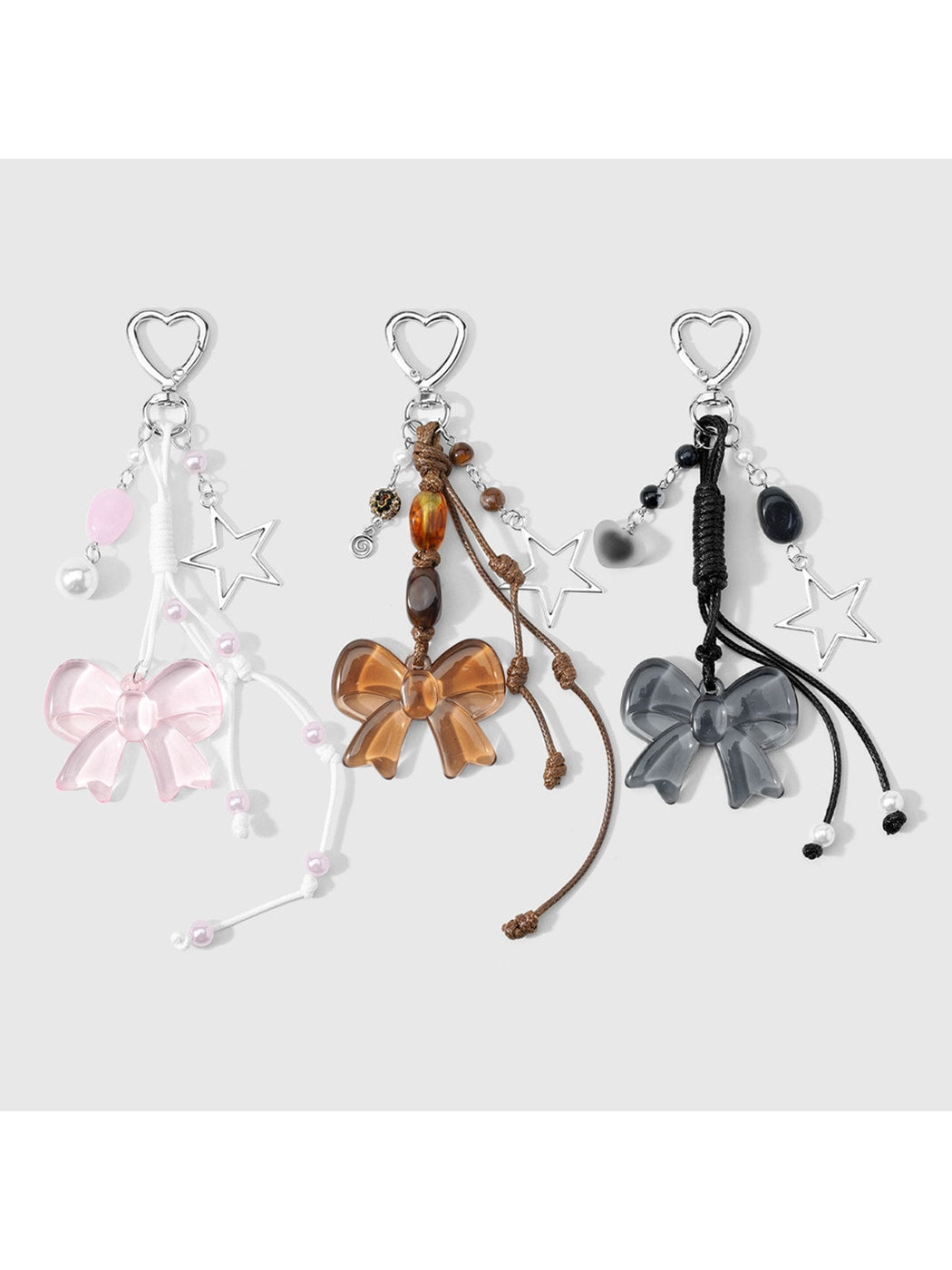Keypus - Y2K Acrylic Bow Heart Star Dangle Keychain