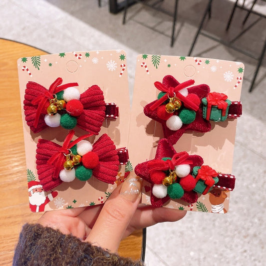 Beau - Bright Christmas Velvet Bow Hair Clip