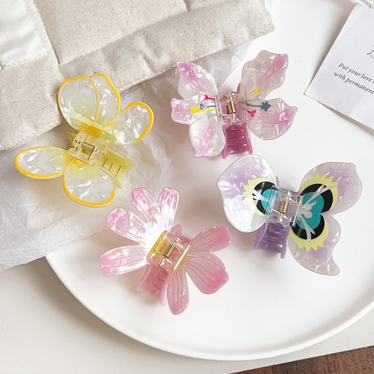 Beau - Sweet Floral Butterfly PVC Claw Hair Clip