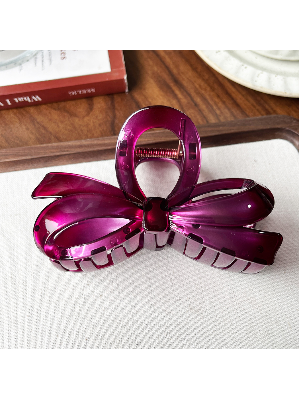 Beau - PC Bow Accent Geometric Ring Hair Claw Clip