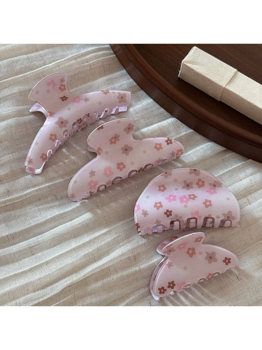 Beau - Flower Print Glossy Acrylic Hair Claw Clip
