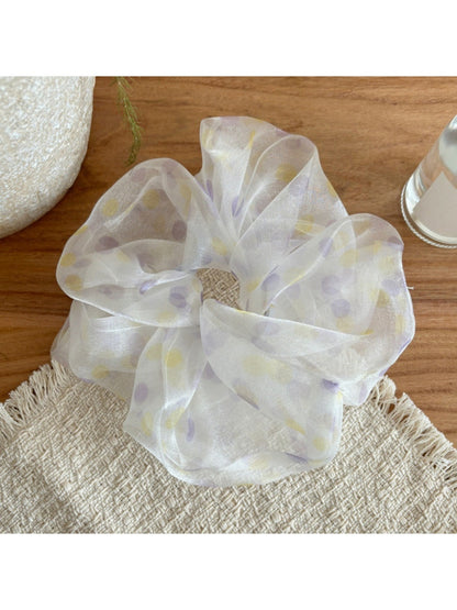 Gifty - Sheer Polka Dot Mesh Look Polyester Scrunchie