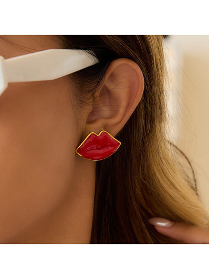 Earedge - Red Lip-Shaped Earrings