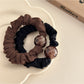 Gifty - Ruffled Leopard Print Ball Accent Scrunchie