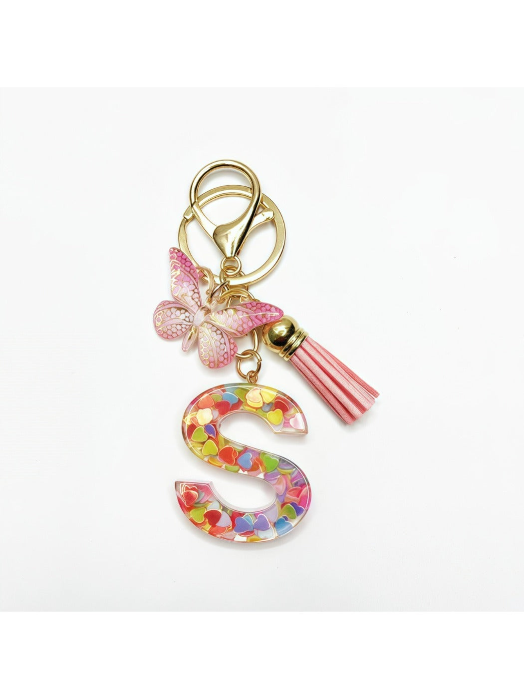 Keypus - Delicate Butterfly Letter Pendant Keychain