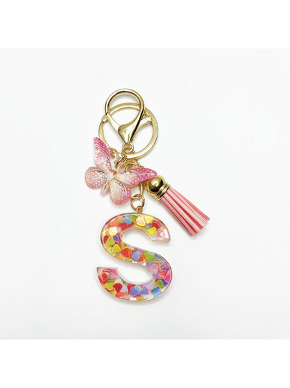 Keypus - Delicate Butterfly Letter Pendant Keychain