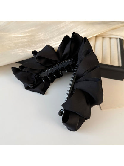 Beau - Pleated Cross Detail Polyester Banana Clip