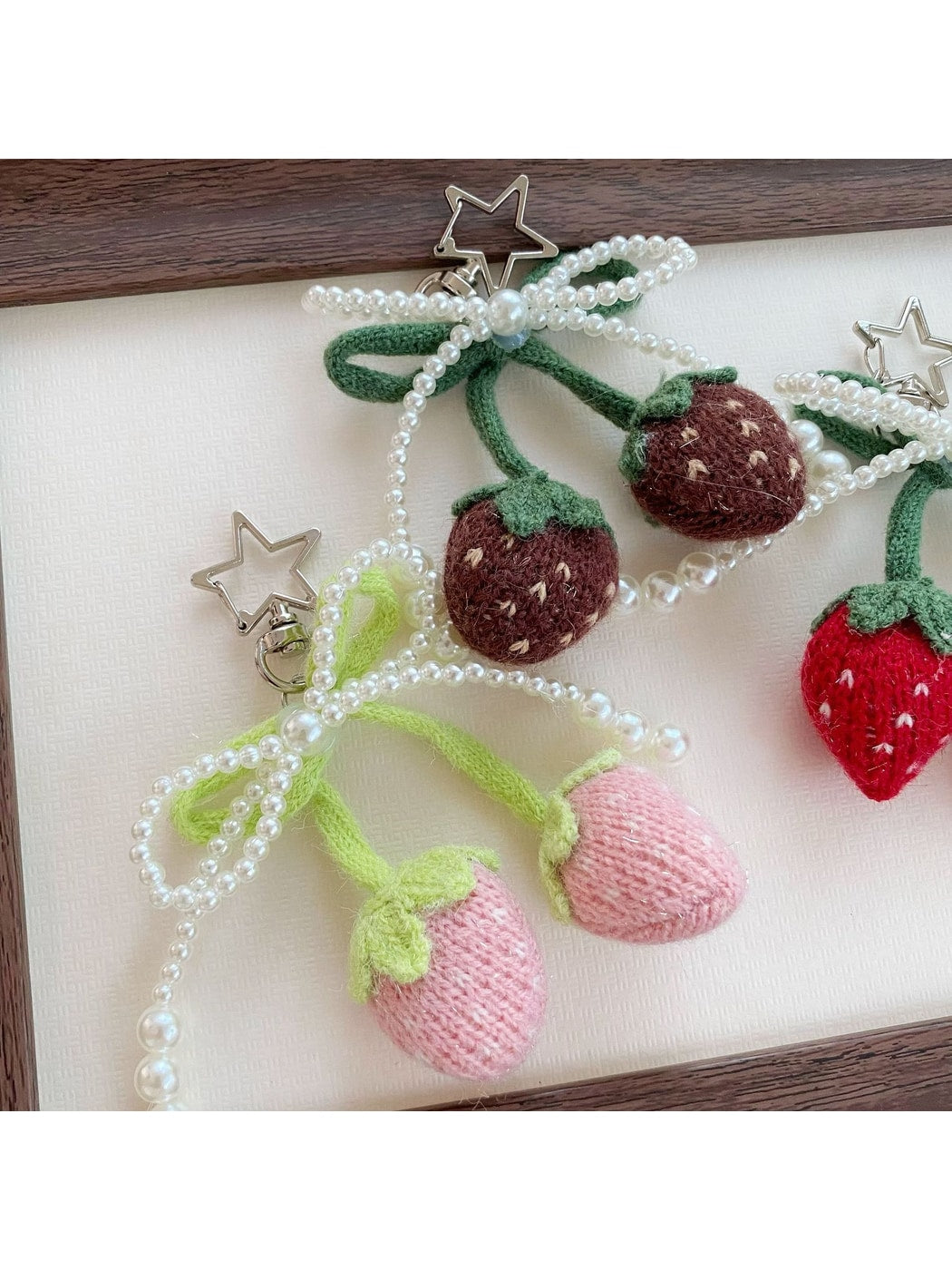Keypus - Strawberry Bow Flower Bag Charm Keychain