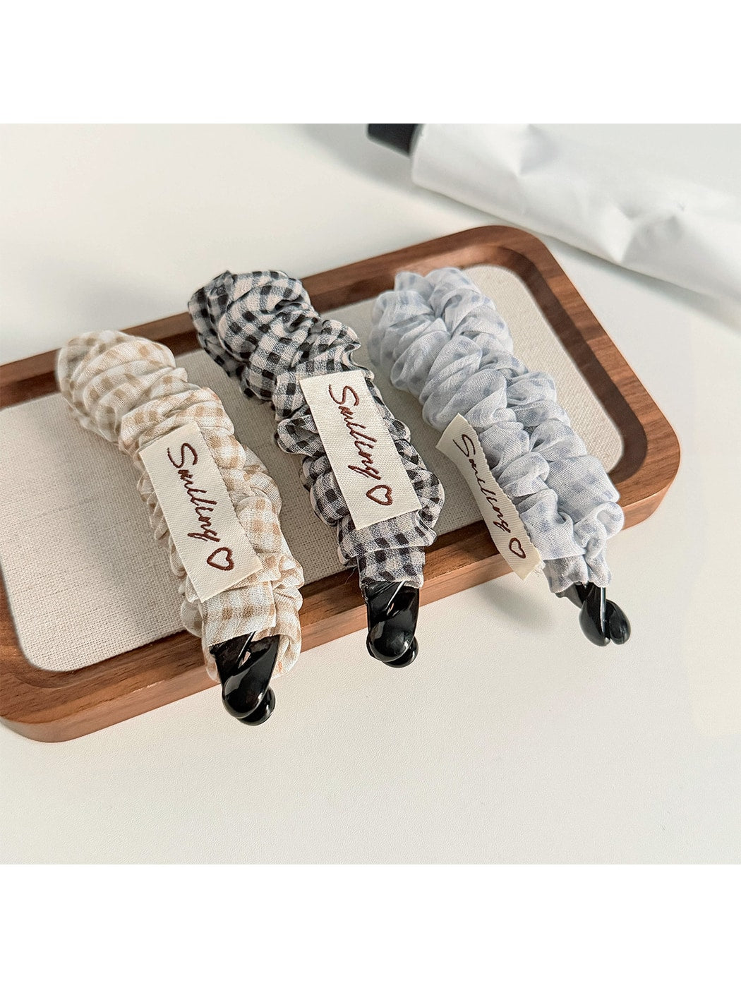 Beau - Plaid Gathered Fabric Decorative Banana Clip