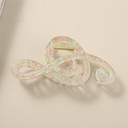 Beau - Floral Pattern PS and Alloy Hair Claw Clip