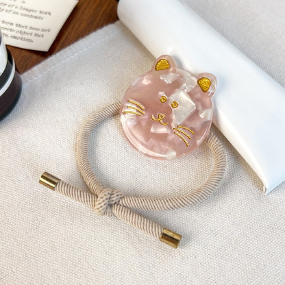 Gifty - Round Disc Cat Motif High Elasticity Hair Tie