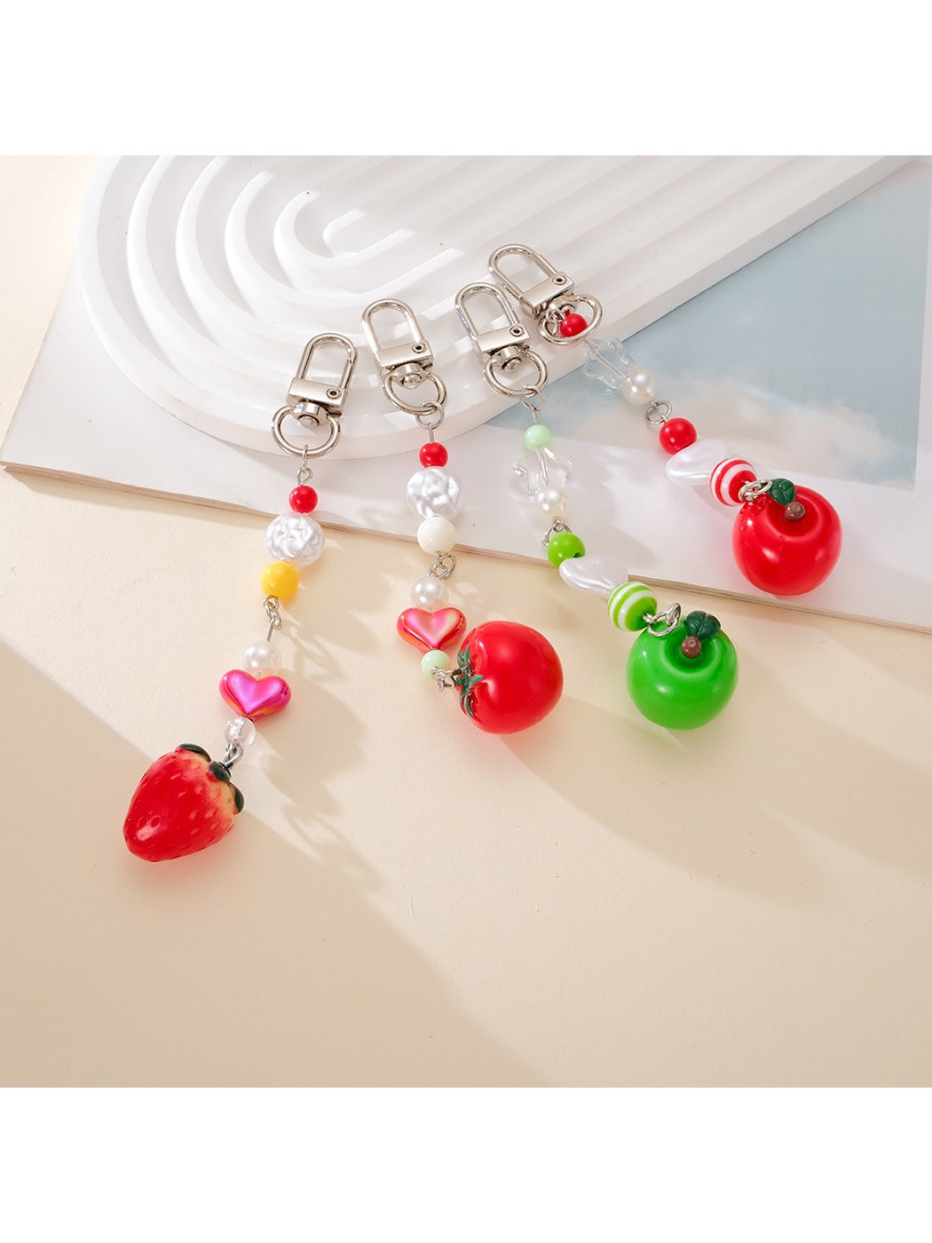 Keypus - Acrylic Beaded Tomato Phone Charm Keychain