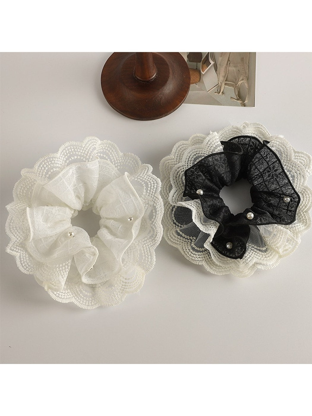 Gifty - Mesh Lace Ruffled High Elasticity Scrunchie