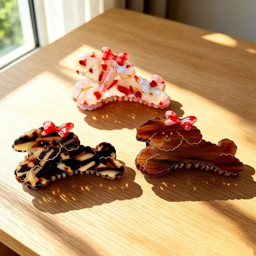 Beau - Bow Dog Design Scalloped Claw Clip
