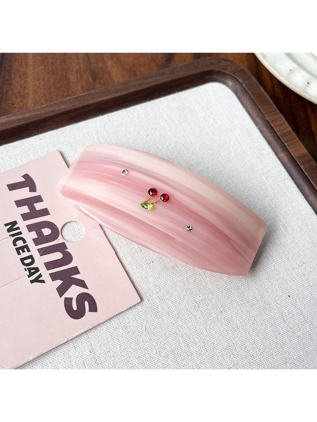 Beau - Cherry Accent Vintage Acetate Hair Claw Clip