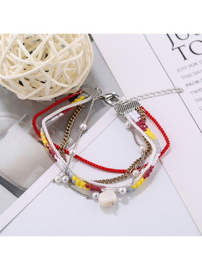 Lovra - Beaded Bohemian Wave Detail Beaded Bracelet