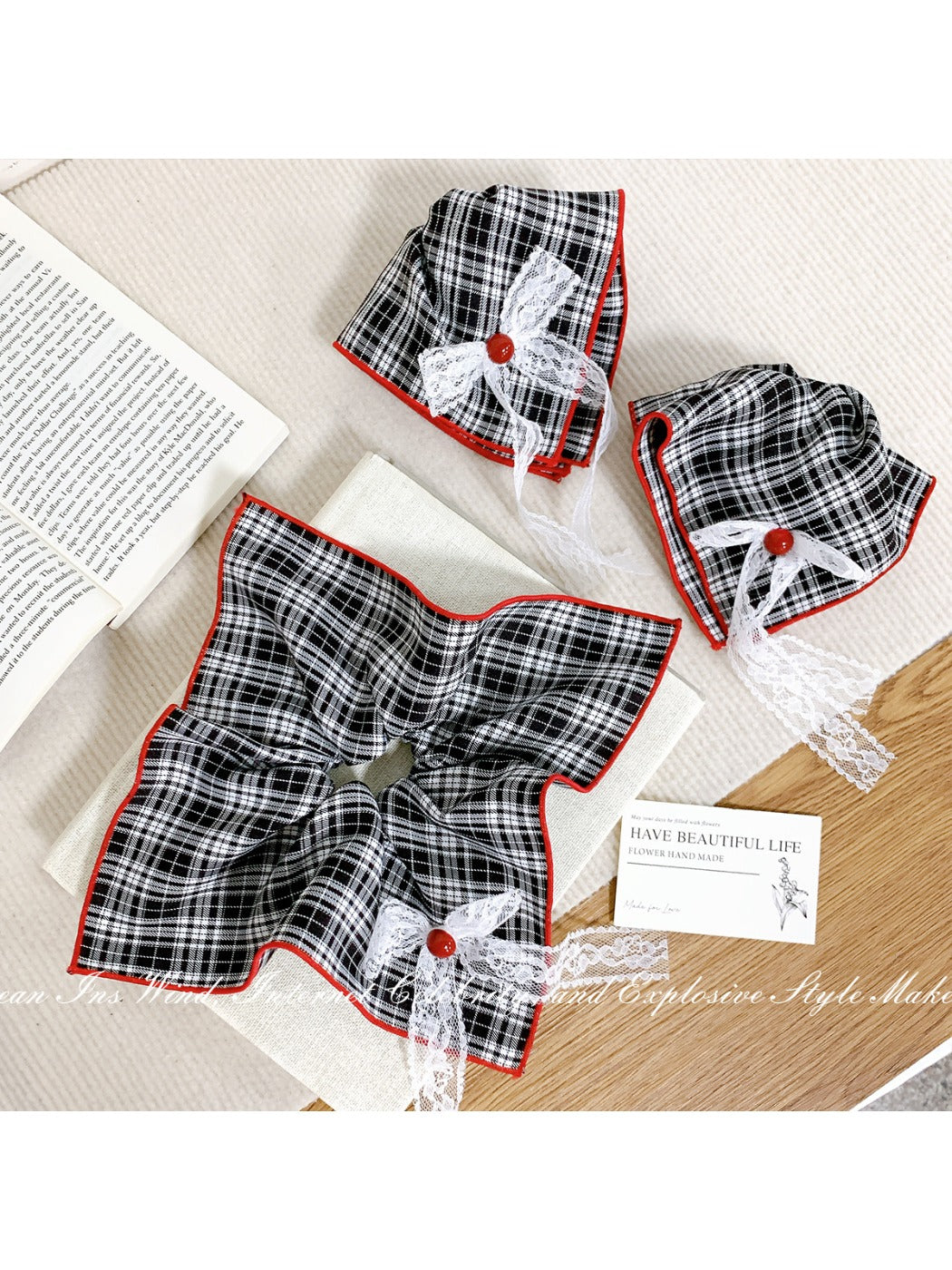 Gifty - Sweet Tartan Lace Scrunchie Hair Tie
