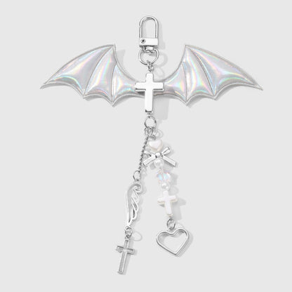 Keypus - Y2K Silver Tone Cross and Bow Keychain