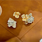 Earedge - Gold Ruffled Floral Stud Earrings