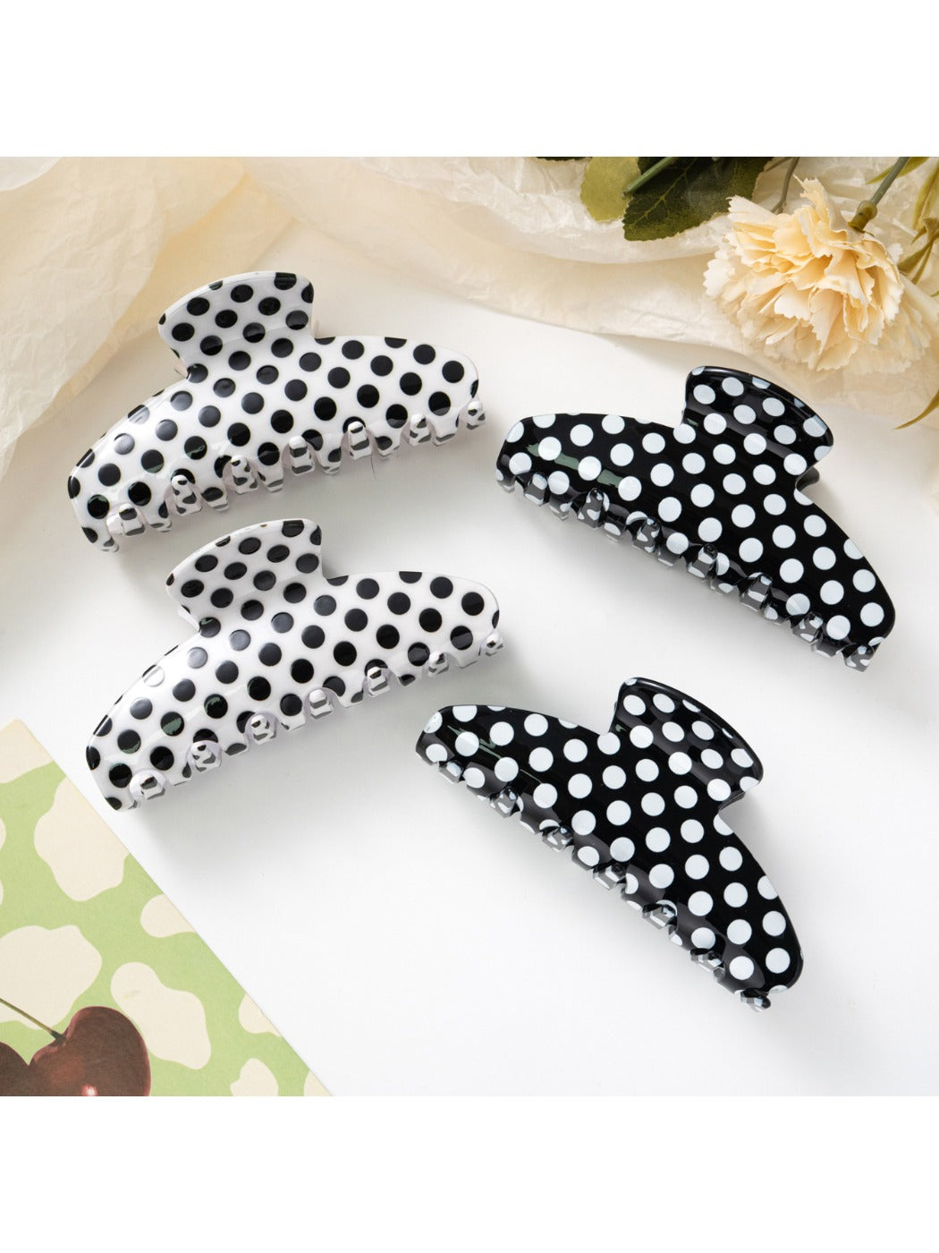 Beau - Elegant Solid Color Polka Dot Claw Clip