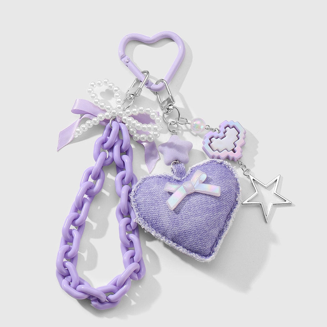 Keypus - Fresh Heart Charm Bow Detail Keychain