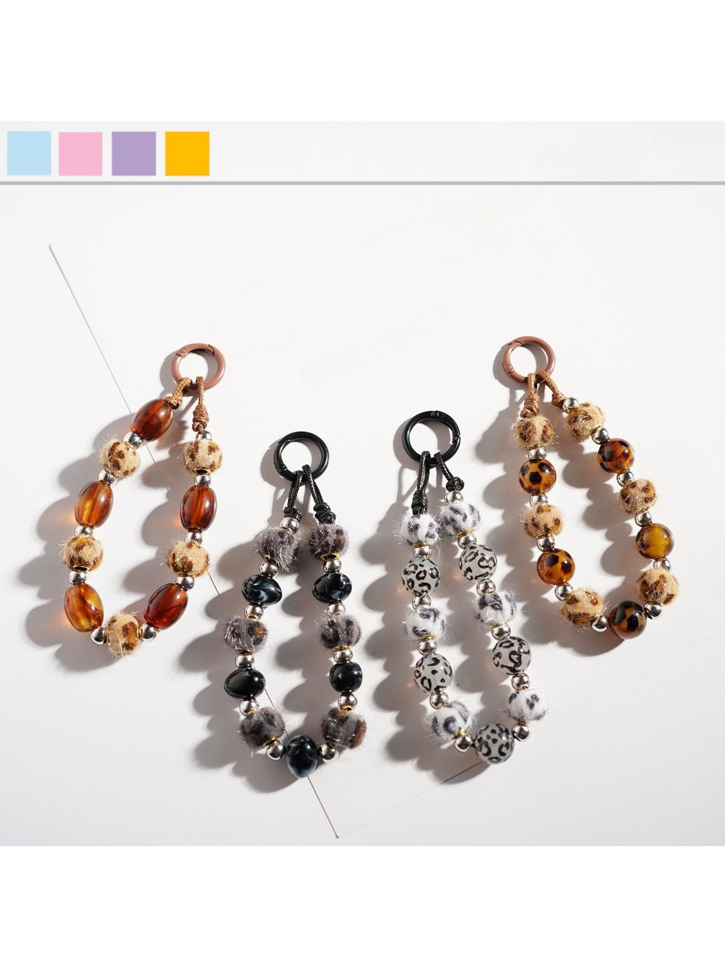 Keypus - Vintage Leopard Print Beaded Keychain
