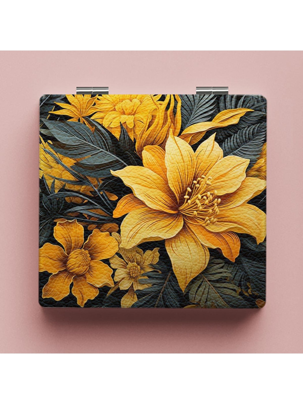 Mirroray - Bright Floral Print Foldable Portable Makeup Mirror