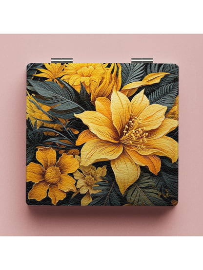 Mirroray - Bright Floral Print Foldable Portable Makeup Mirror