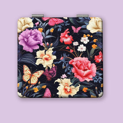 Mirroray - Floral PU Folding Touch-Up Makeup Mirror