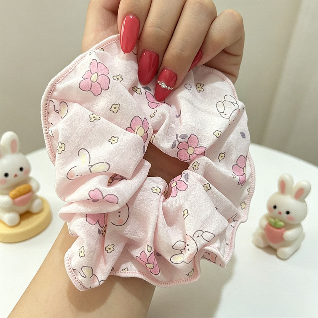 Gifty - Sweet Floral Print Polyester Fabric Scrunchie