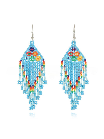 Earedge - Floral Tassel Drop Earrings