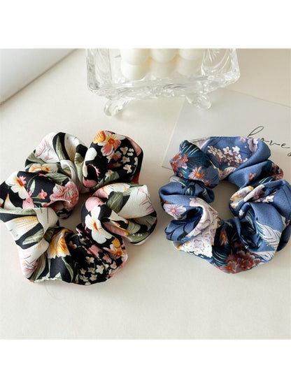 Gifty - Large Floral Satin Fabric Hair Scrunchie