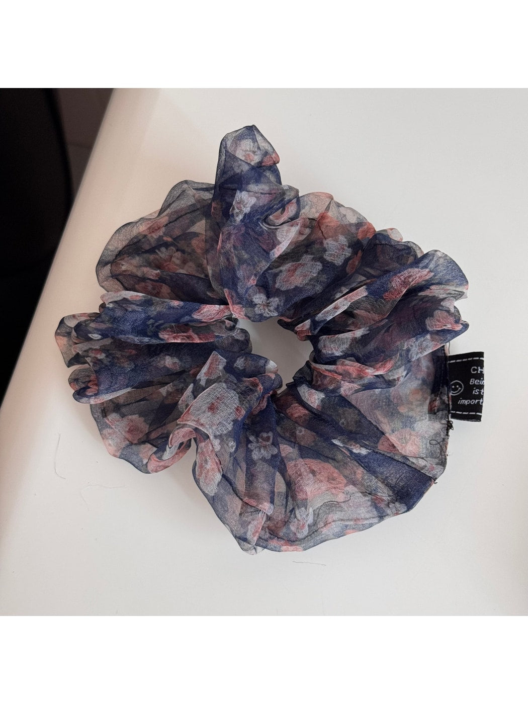 Gifty - Floral Print Irregular Sheer Hair Scrunchie