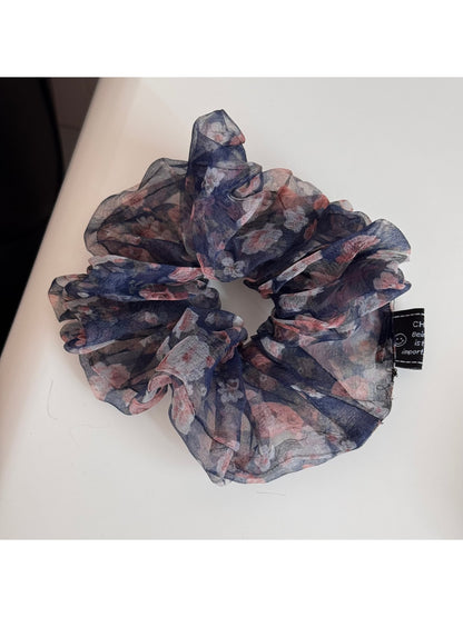 Gifty - Floral Print Irregular Sheer Hair Scrunchie