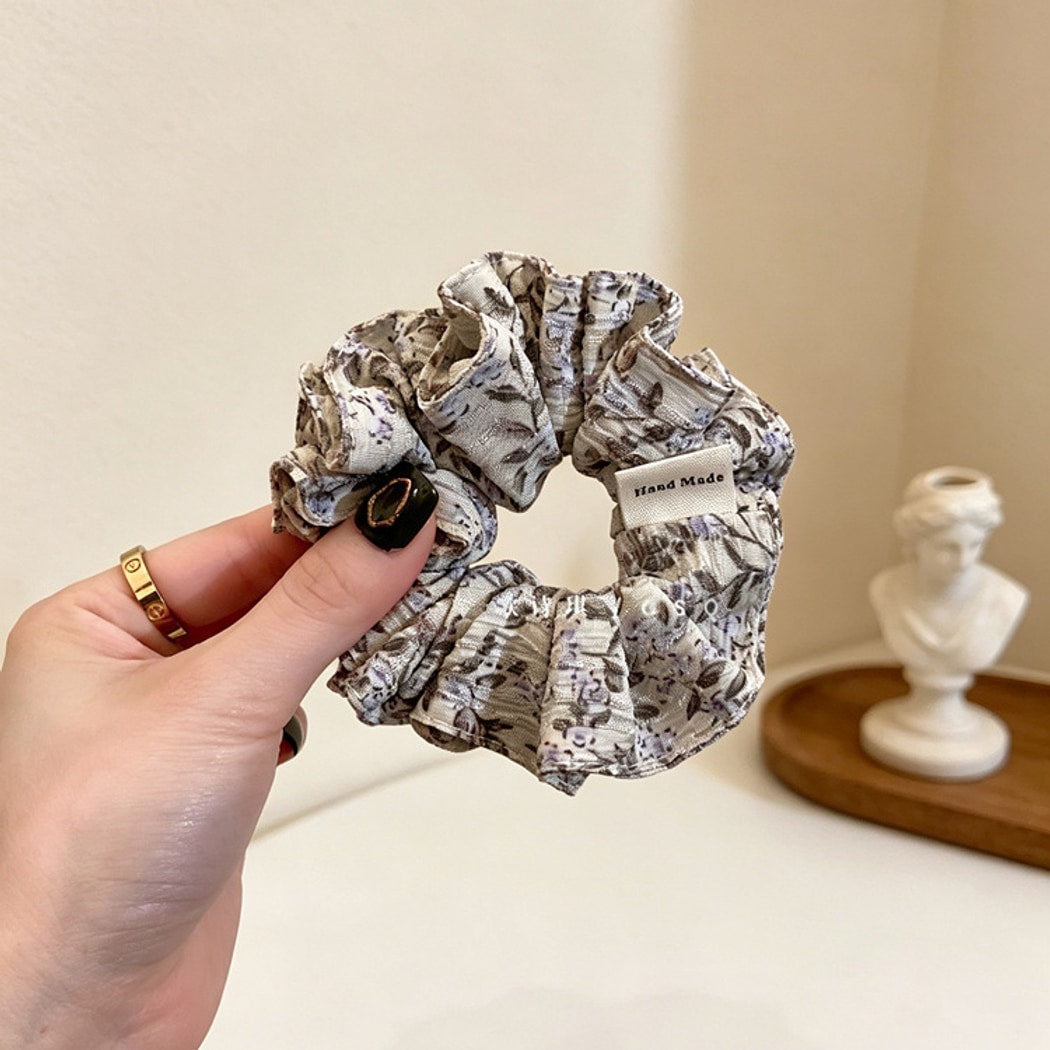 Gifty - Ruched Floral Print Polyester Fabric Scrunchie