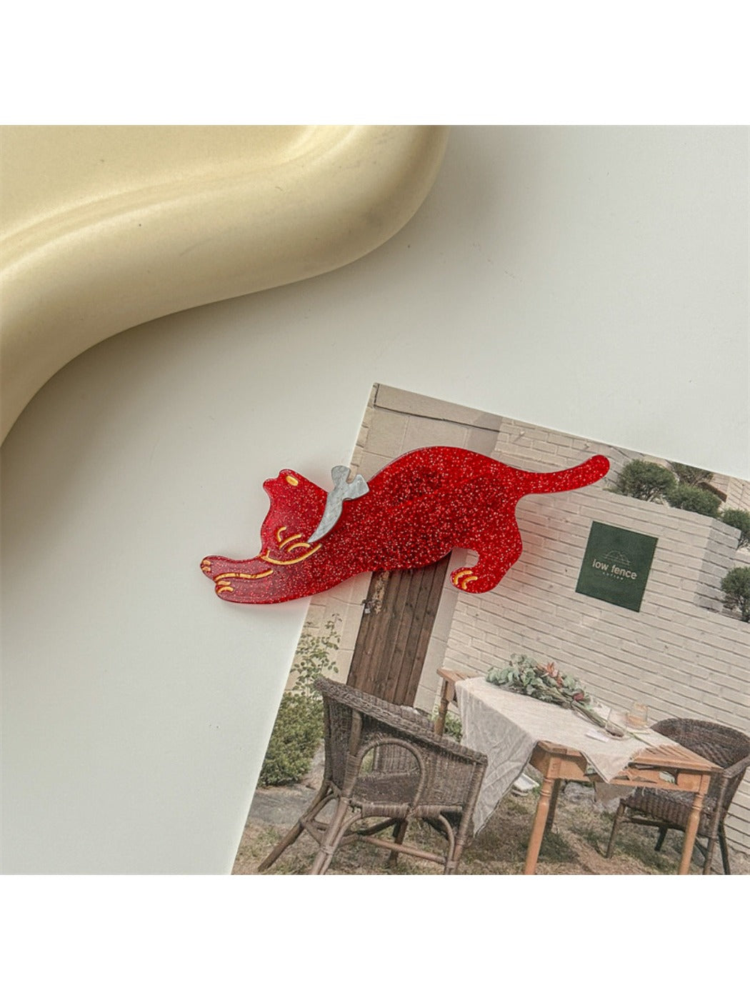 Beau cat shaped hair clip with smooth finish and rounded edges