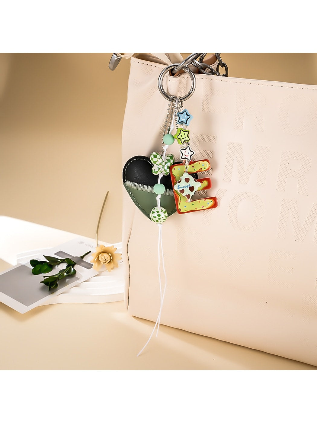 Keypus - Two Tone Heart Letter Bag Charm Keychain