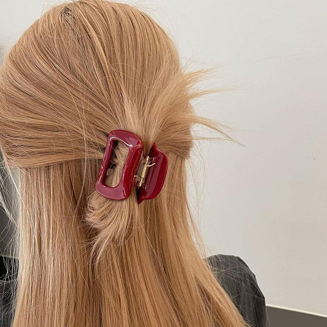 Beau - Red Glossy Geometric Detail Claw Clip