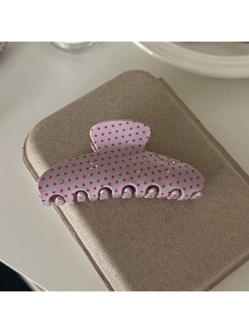 Beau - Pink Polka Dot Hair Claw Clip