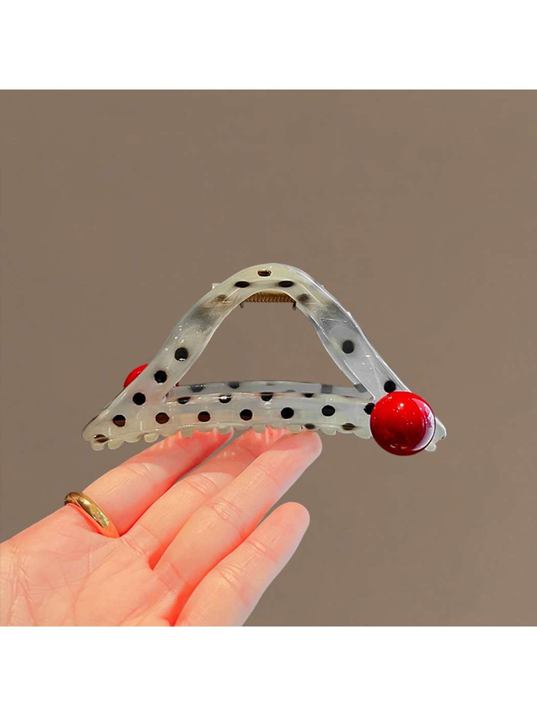 Beau - Plastic Polka Dot Triangle Hair Claw Clip
