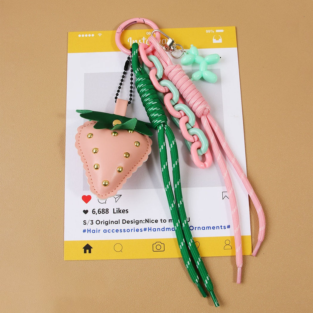 Keypus - Strawberry Chain Cord Keychain Bag Charm