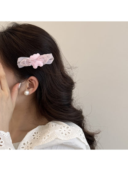 Beau - Layered Mesh Bow Bear Side Bangs Hair Clip