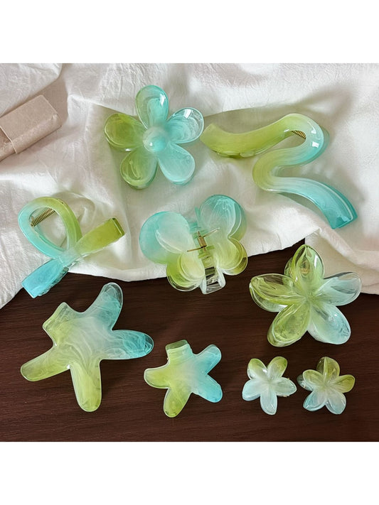 Beau - Glossy Jelly Finish Flower Star Claw Clip