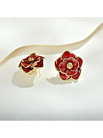 Earedge - Red Flower-Shaped Earrings