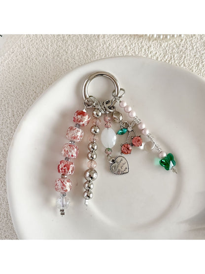 Keypus - Sweet Beaded Cherry Keyring Bag Charm Keychain