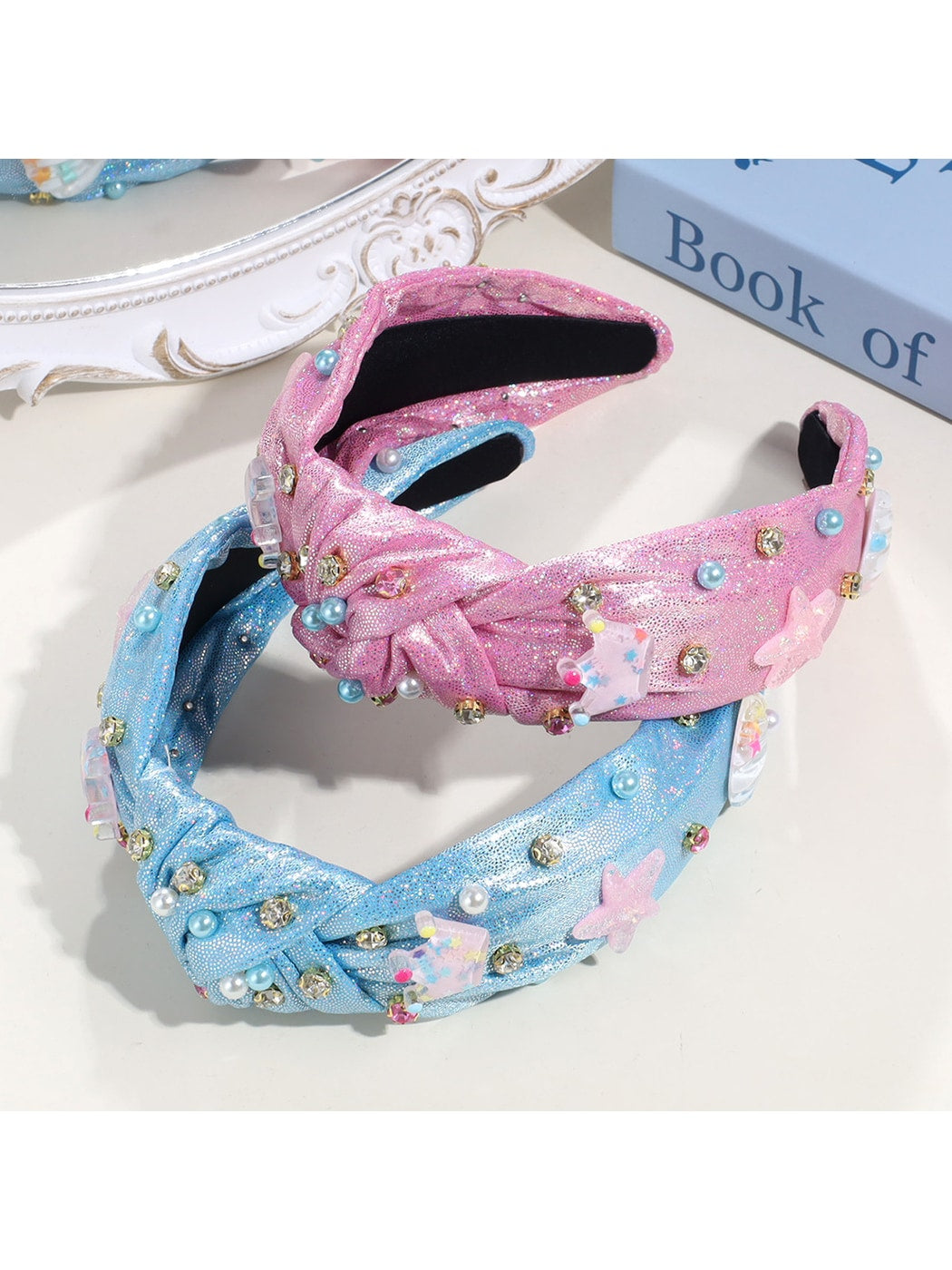 Gifty - Starfish Accent Sequined Wide Knot Headband