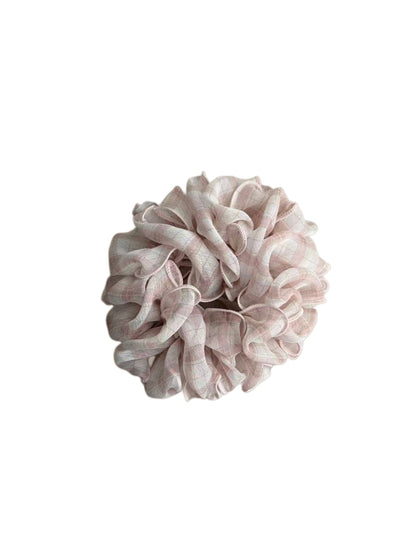 Gifty - Plaid Ruffle Polyester Fabric Scrunchie